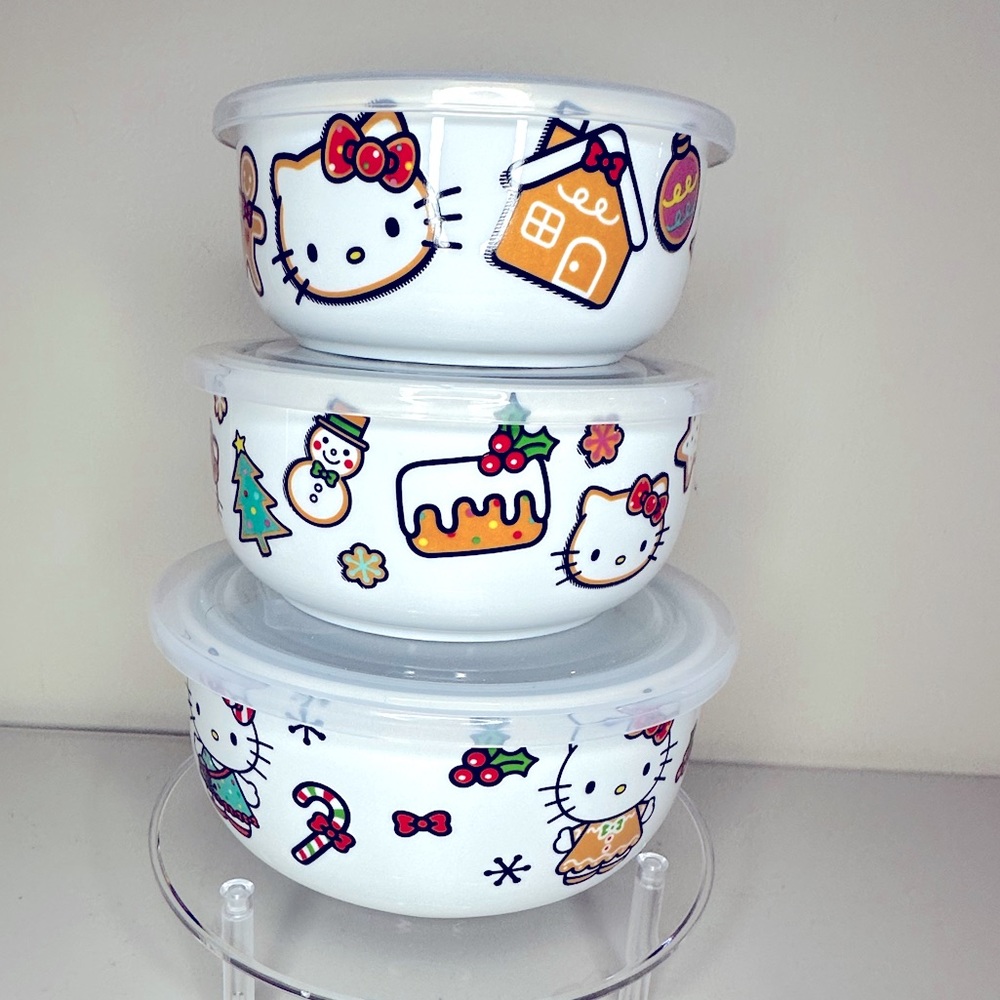 Brand New Hello Kitty Christmas Container Storage Bowls with Lids